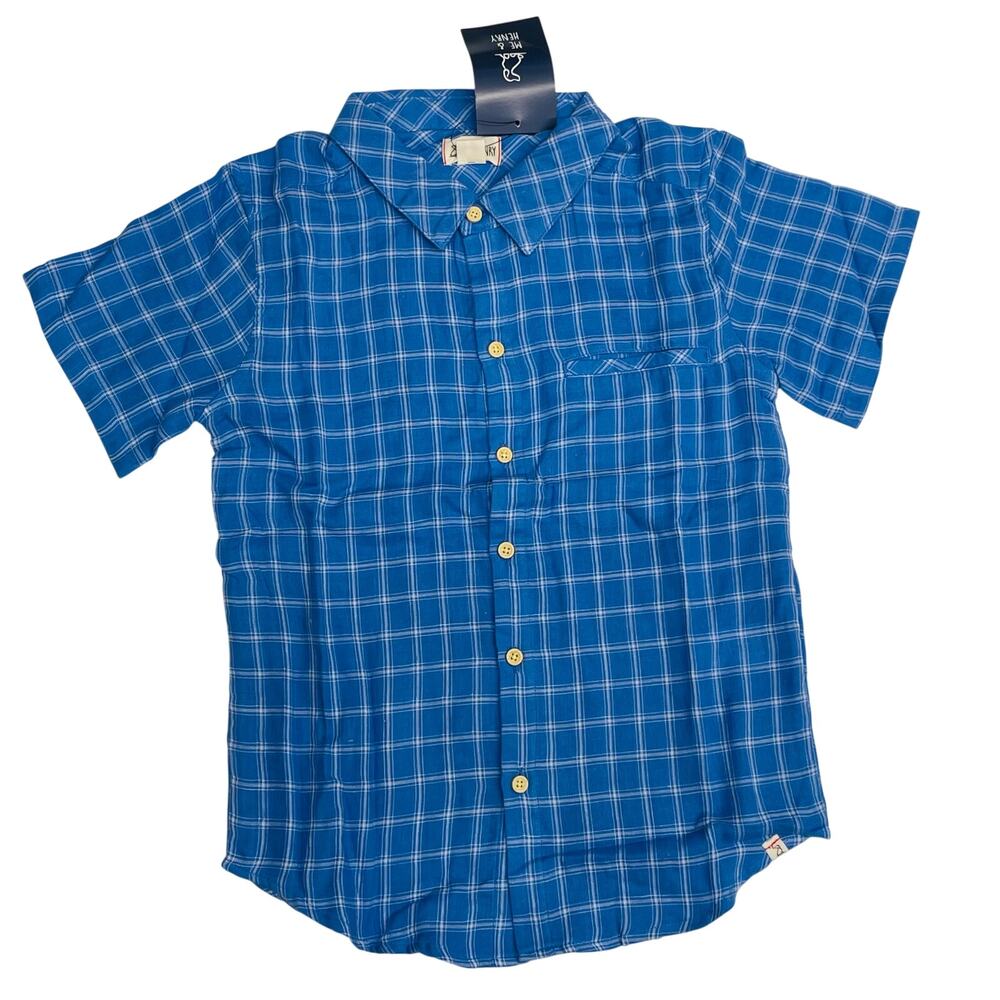 NWT Me & Henry 12Y Newport Short Sleeve Blue Check Shirt